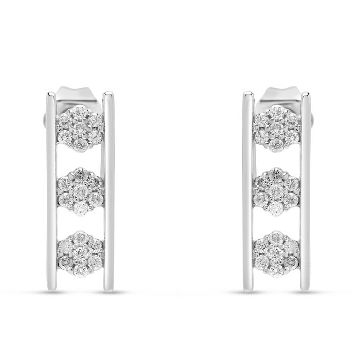 Estate Jewelry 1/4 Carat Cluster Diamond Line Earrings In 10K White Gold