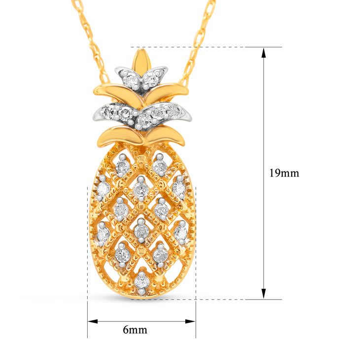 Estate Jewelry 1/6 Carat Diamond Pineapple Necklace In 10K Yellow Gold, 18 Inches