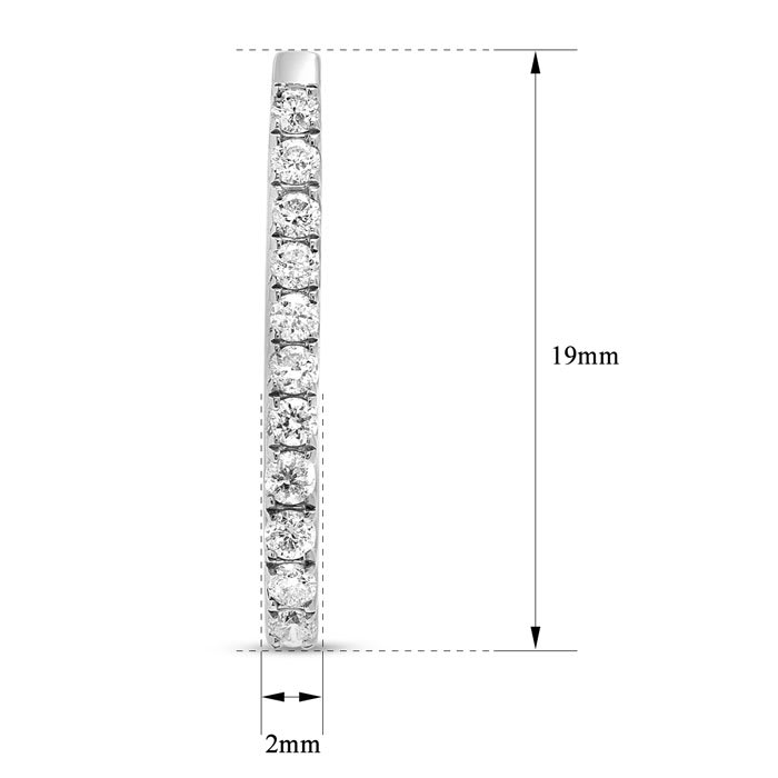 Estate Jewelry 1/2 Carat Diamond Teardrop Hoop Earrings In 10K White Gold, 3/4 Inch