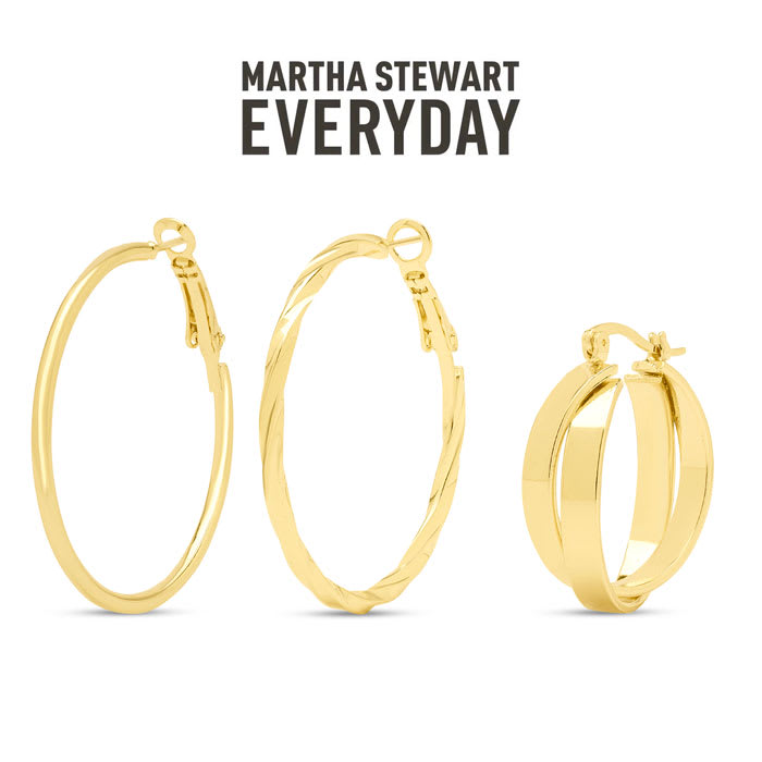 Martha Stewart Everyday Gold Large Hoop Earrings Set of 3