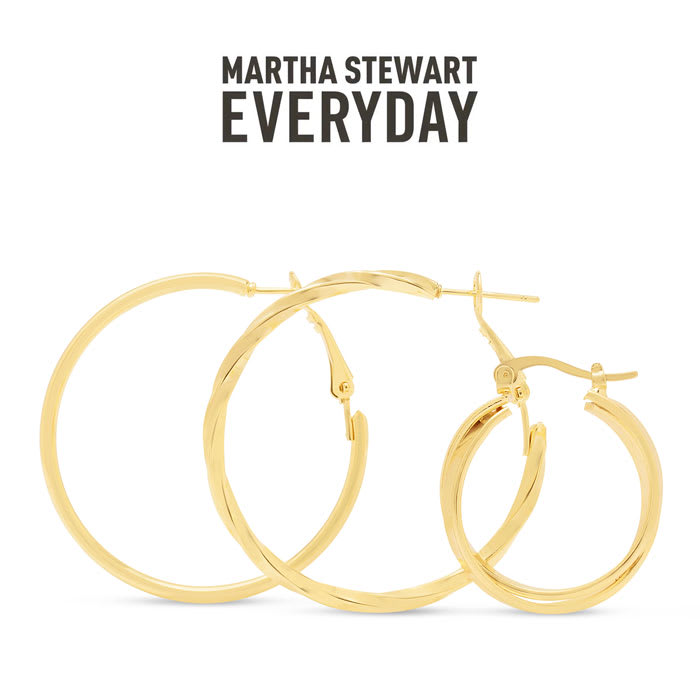 Martha Stewart Everyday Gold Large Hoop Earrings Set of 3