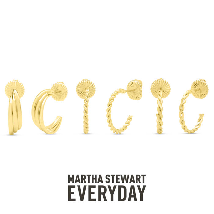 Martha Stewart Everyday Gold Textured Hoop Earrings Set of 3