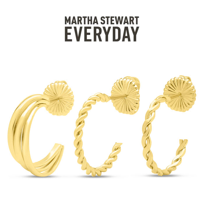 Martha Stewart Everyday Gold Textured Hoop Earrings Set of 3