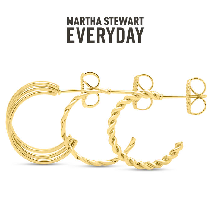 Martha Stewart Everyday Gold Textured Hoop Earrings Set of 3