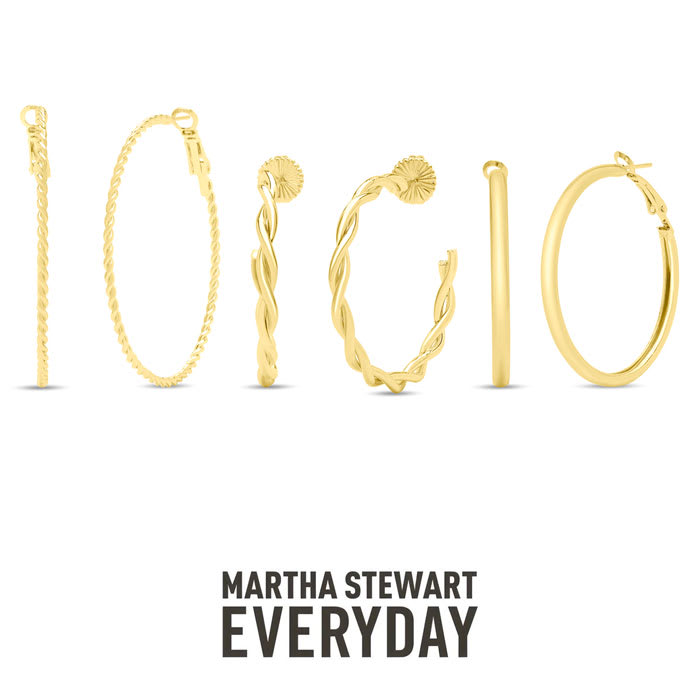 Martha Stewart Everyday Gold Twisted Hoop Earrings Set of 3