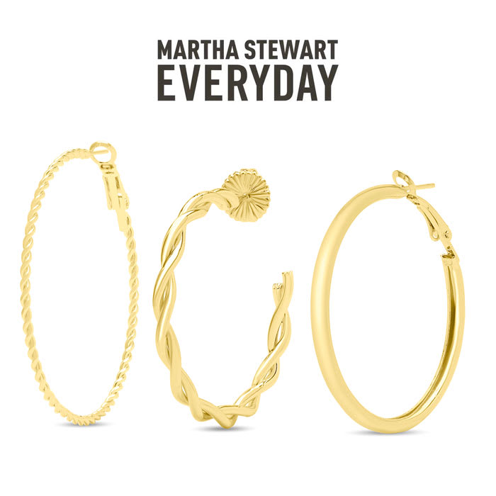 Martha Stewart Everyday Gold Twisted Hoop Earrings Set of 3