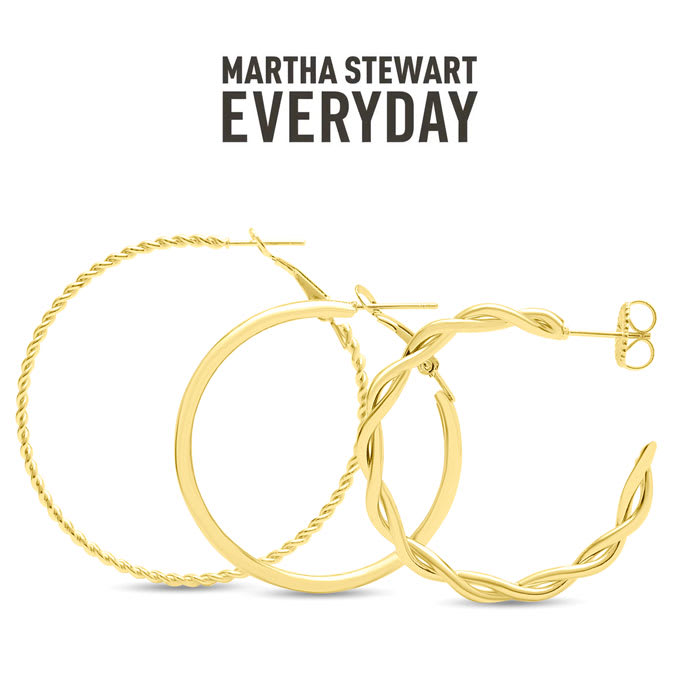 Martha Stewart Everyday Gold Twisted Hoop Earrings Set of 3