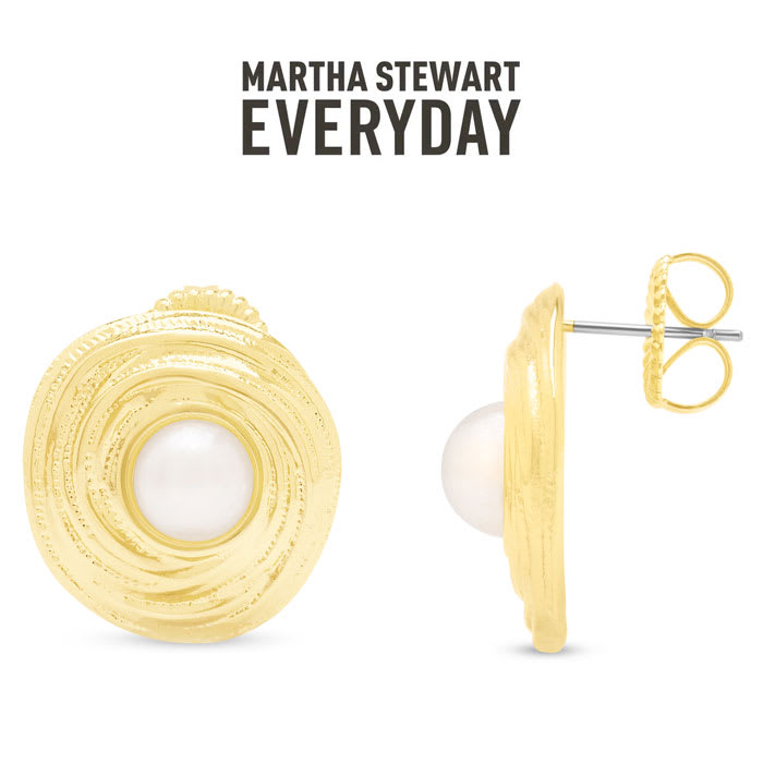 Martha Stewart Everyday Thick Pearl Stud Earrings In Gold