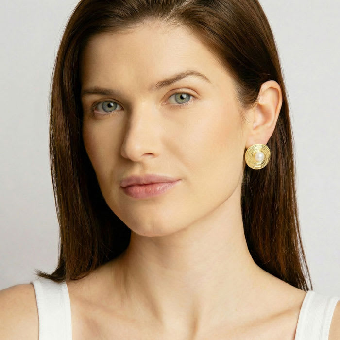 Martha Stewart Everyday Thick Pearl Stud Earrings In Gold