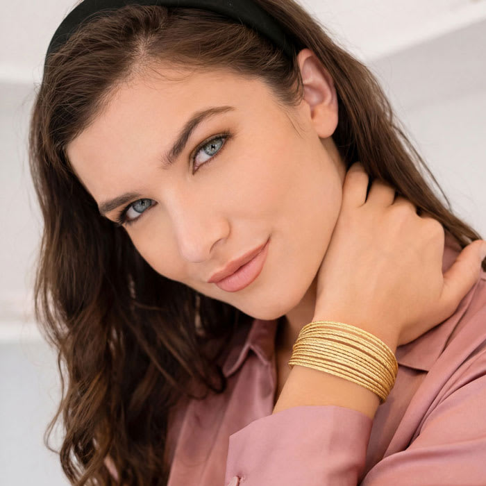 Jaclyn Smith Luminescent Wide Gold Cuff Bracelet