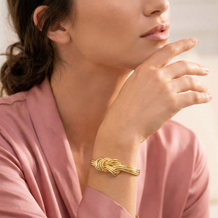 Jaclyn Smith Knotted Gold Cuff Bracelet