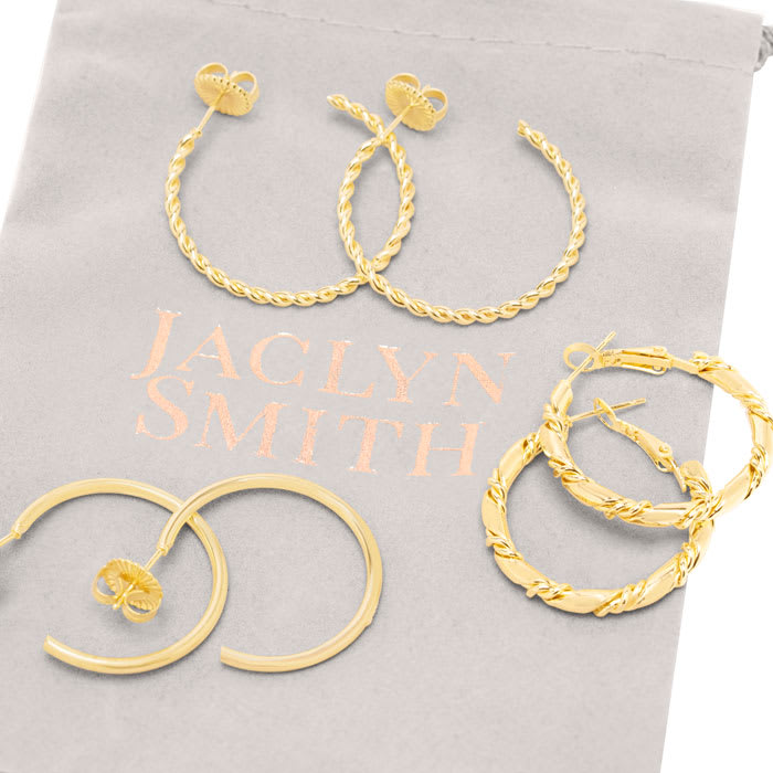 Jaclyn Smith Classic Gold Hoop Earrings Set of 3