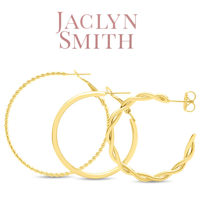 Jaclyn Smith Textured Gold Hoop Earrings Set of 3