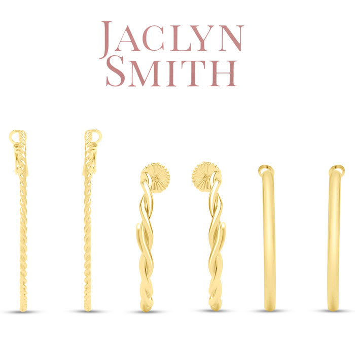 Jaclyn Smith Textured Gold Hoop Earrings Set of 3