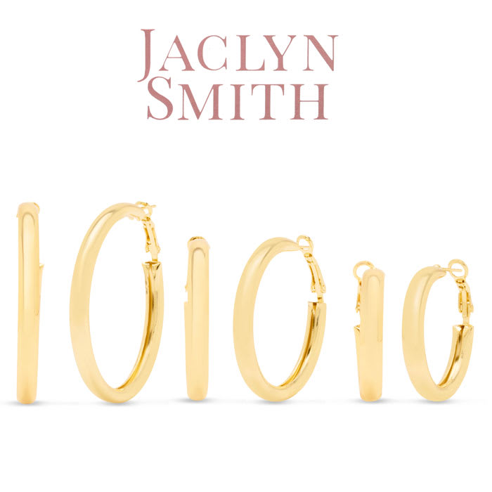 Jaclyn Smith Shiny Gold Hoop Earrings Set of 3