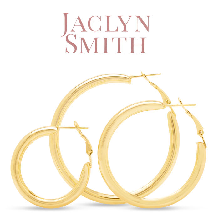 Jaclyn Smith Shiny Gold Hoop Earrings Set of 3