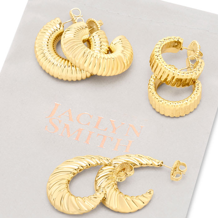 Jaclyn Smith Statement Gold Hoop Earrings Set of 3