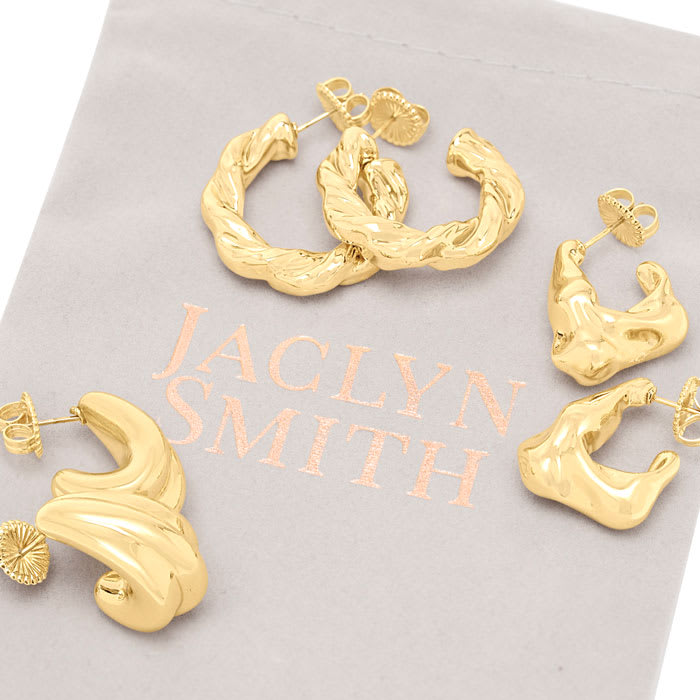 Jaclyn Smith Bold Gold Hoop Earrings Set of 3