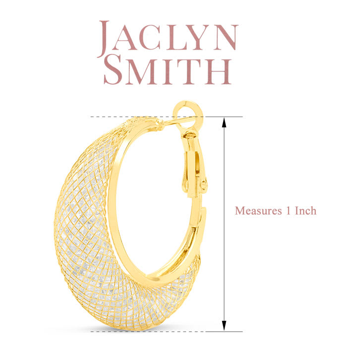 Jaclyn Smith Mesh Hoop Earrings in Gold