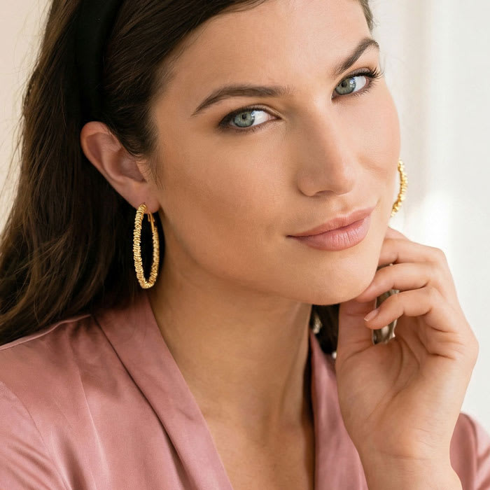 Jaclyn Smith Decorated Hoop Earrings In Gold