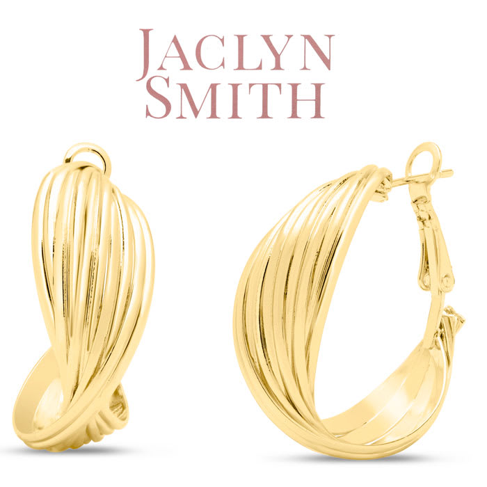 Jaclyn Smith Curved Hoop Earrings In Gold