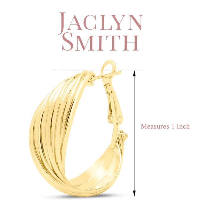 Jaclyn Smith Curved Hoop Earrings In Gold