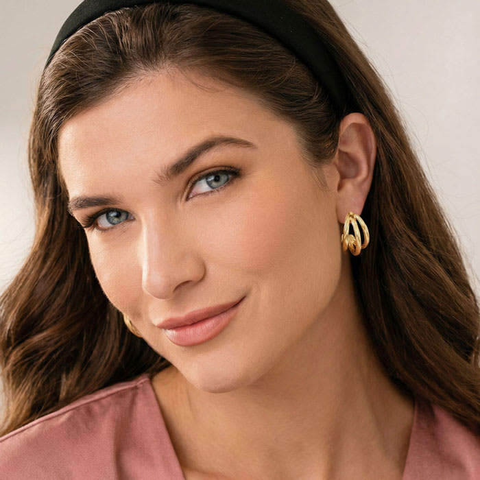 Jaclyn Smith Split Hoop Earrings In Gold