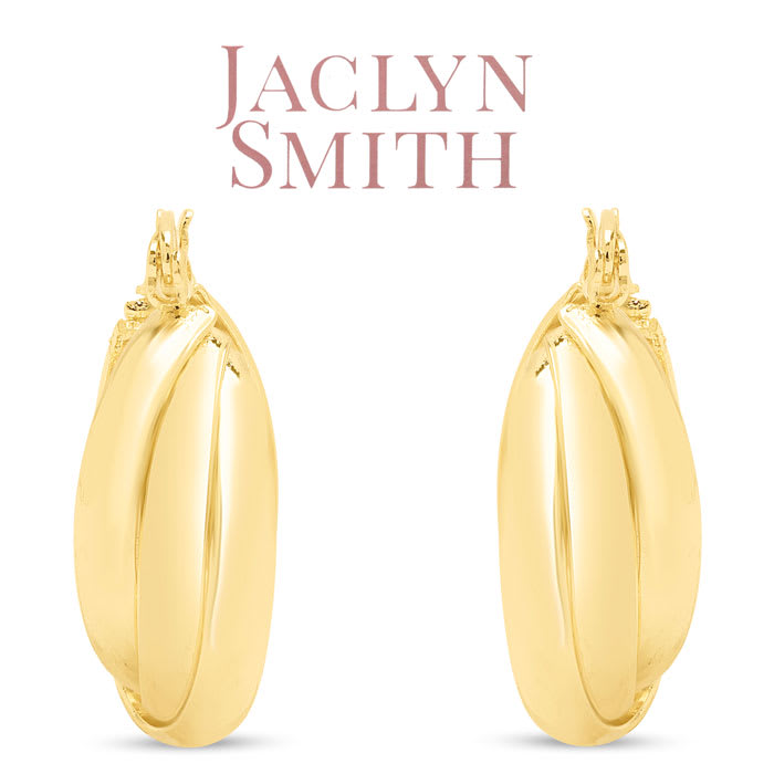 Jaclyn Smith Retro Hoop Earrings In Gold
