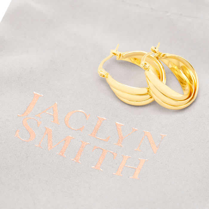 Jaclyn Smith Retro Hoop Earrings In Gold
