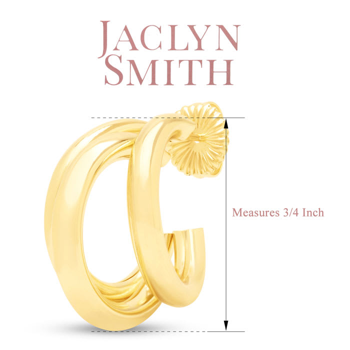 Jaclyn Smith Tri Hoop Earrings In Gold