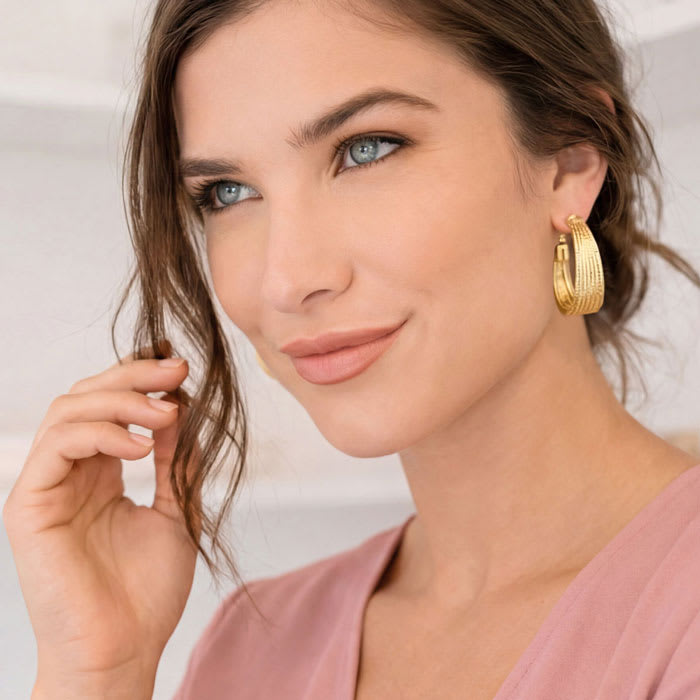 Jaclyn Smith Luminescent Hoop Earrings In Gold