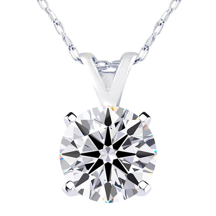 1/2 Carat Round Shape Lab Grown Diamond Solitaire Necklace In 14K White Gold