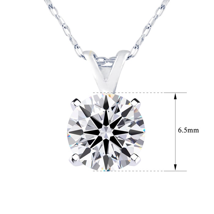 1/2 Carat Round Shape Lab Grown Diamond Solitaire Necklace In 14K White Gold