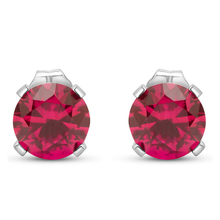 2 Carat Ruby Stud Earrings In White Gold
