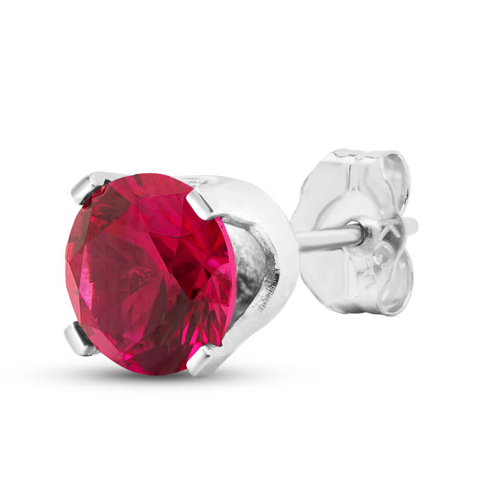 2 Carat Ruby Stud Earrings In White Gold