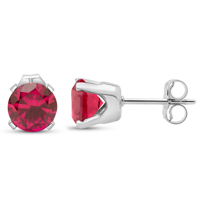 2 Carat Ruby Stud Earrings In White Gold