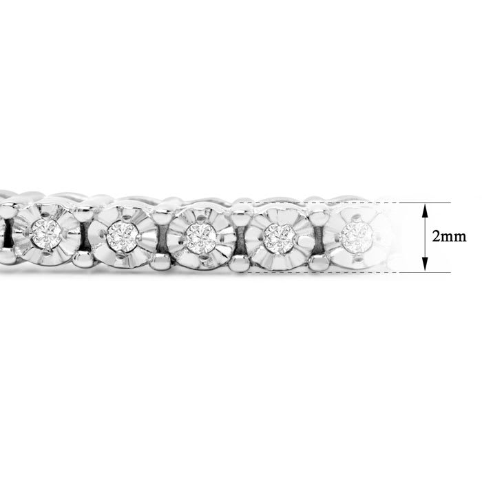 1/4 Carat Natural Diamond Bangle Bracelet In Sterling Silver