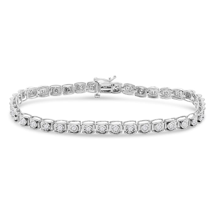 1 Carat Natural Diamond Miracle Tennis Bracelet In Sterling Silver, 7 Inches