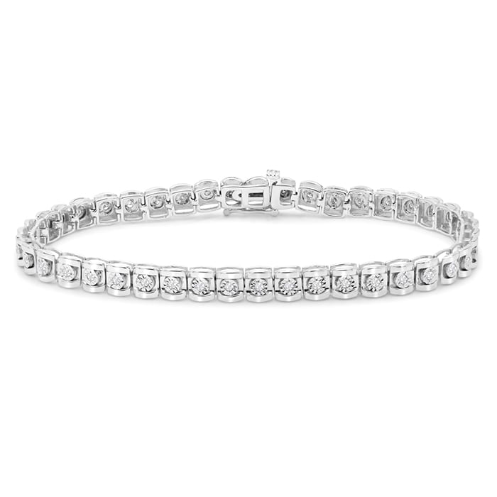 1/2 Carat Natural Diamond Miracle Tennis Bracelet In Sterling Silver, 7 Inches