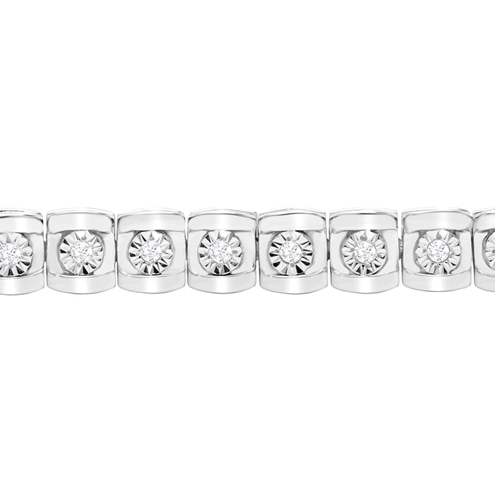 1/2 Carat Natural Diamond Miracle Tennis Bracelet In Sterling Silver, 7 Inches