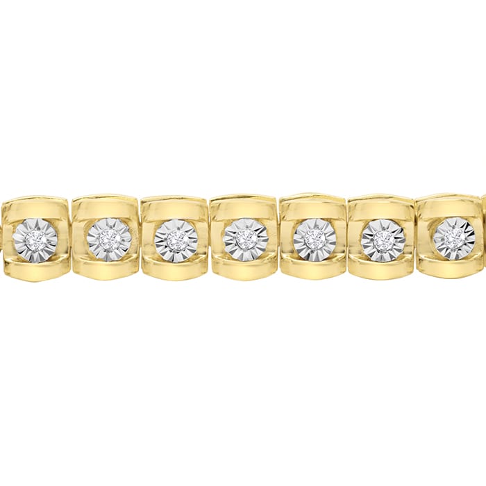 1/2 Carat Natural Diamond Miracle Tennis Bracelet In Yellow Gold, 7 Inches