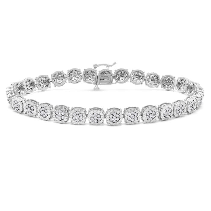 2 Carat Natural Diamond Miracle Tennis Bracelet In Sterling Silver, 7 Inches