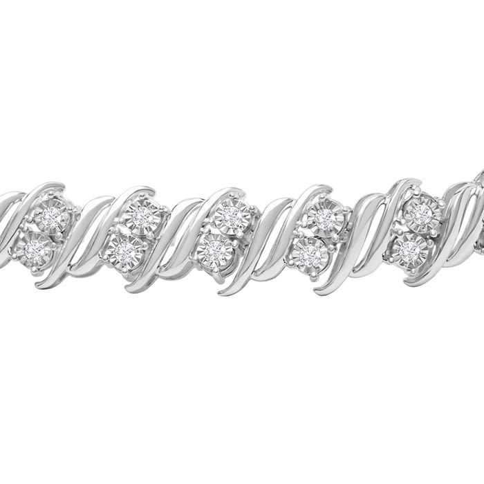 1 Carat Natural Diamond Designer Tennis Bracelet In Sterling Silver, 7 Inches