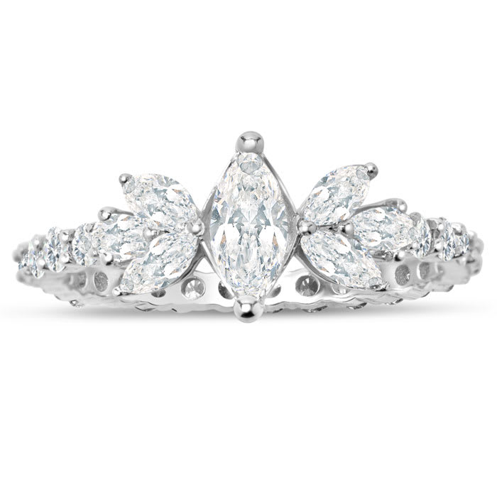 1 1/2 Carat Fancy Lab Grown Diamond Eternity Engagement Ring In Sterling Silver