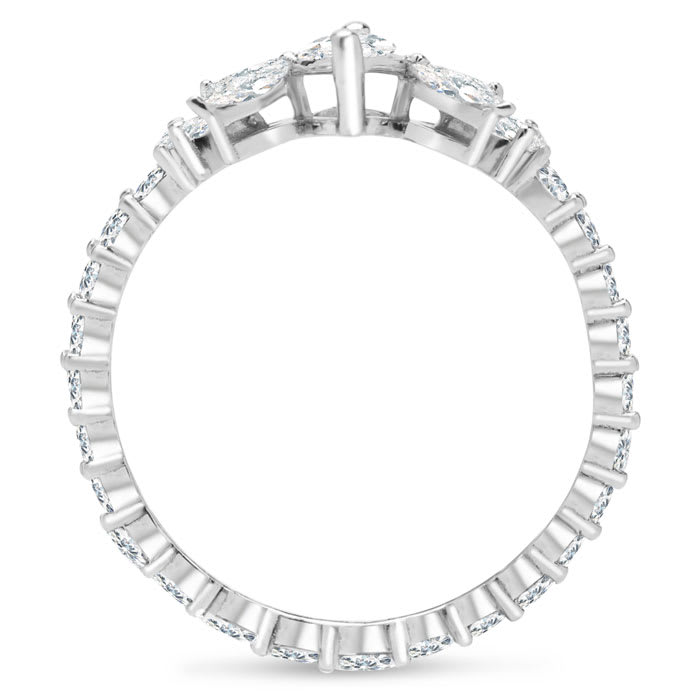 1 1/2 Carat Fancy Lab Grown Diamond Eternity Engagement Ring In Sterling Silver