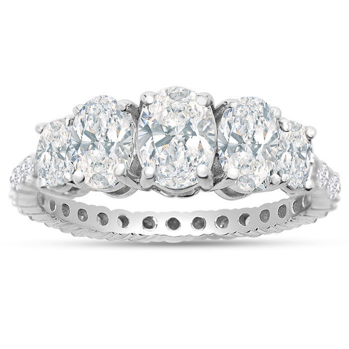 2 Carat Fancy Lab Grown Diamond Eternity Engagement Ring In Sterling Silver