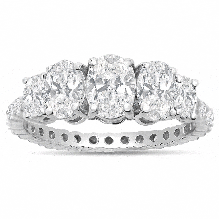 2 Carat Fancy Lab Grown Diamond Eternity Engagement Ring In Sterling Silver