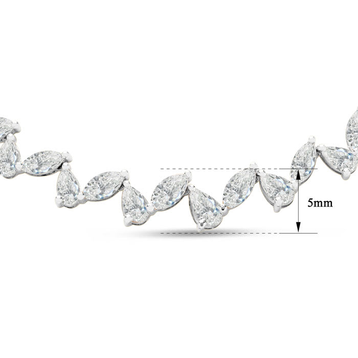 7.36 Carat Lab Grown Diamond Fancy Necklace In 14K White Gold, 16 Inches