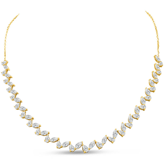 7.36 Carat Lab Grown Diamond Fancy Necklace In 14K Yellow Gold, 16 Inches