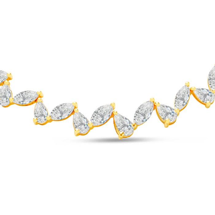 7.36 Carat Lab Grown Diamond Fancy Necklace In 14K Yellow Gold, 16 Inches